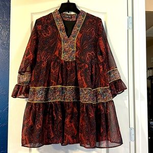 Boho paisley Gold detailed dress
